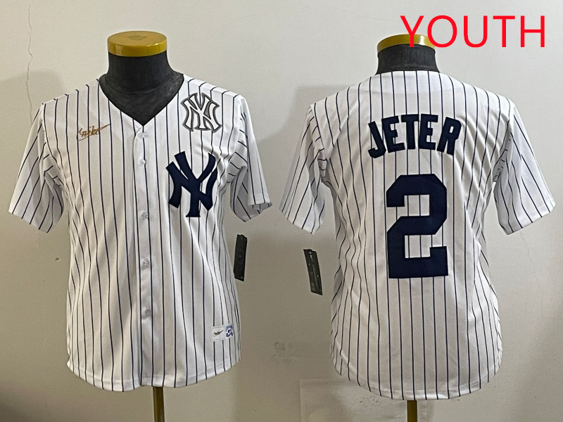 Youth New York Yankees #2 Jeter White 2025 Nike MLB jersey style 45